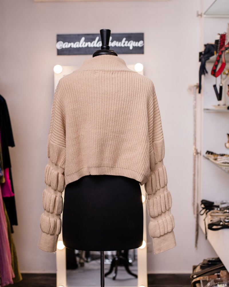 Sueter beige con detalle en manga - Image 3