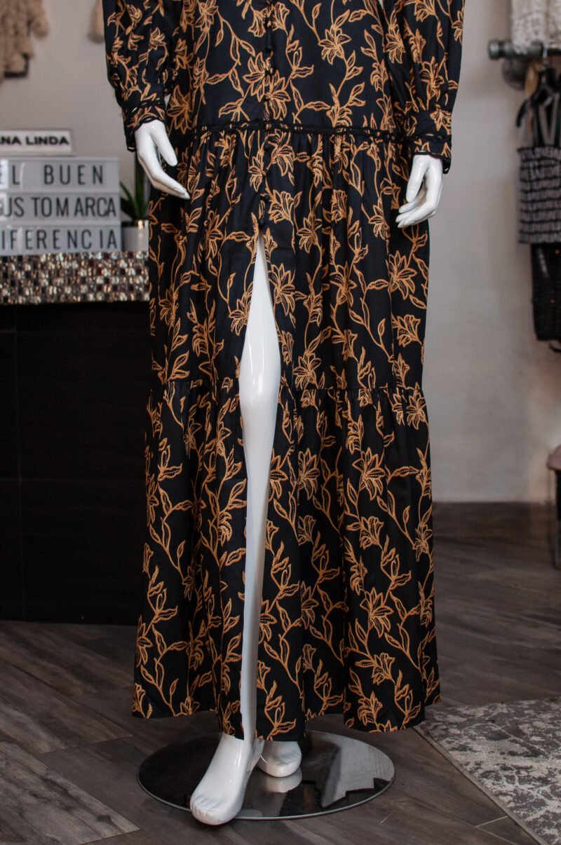 Vestido largo con estampado café - Image 3