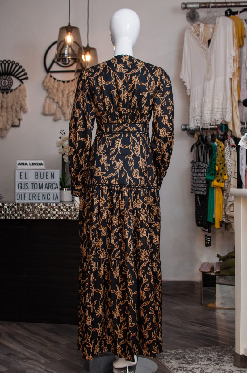 Vestido largo con estampado café - Image 4
