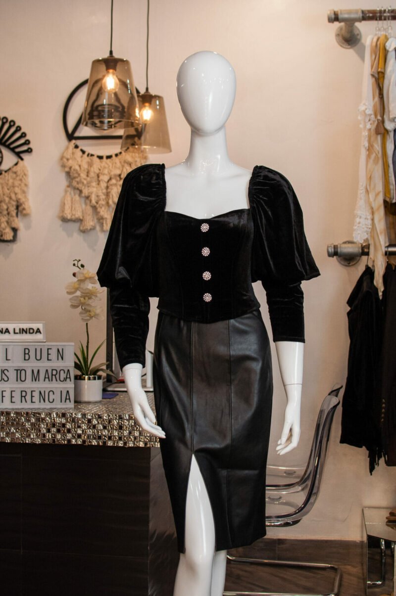 Blusa manga larga de terciopelo