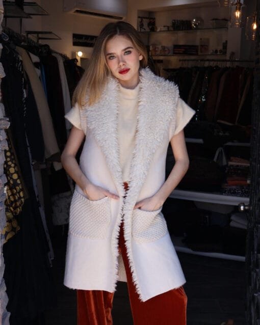 Chaleco faux fur beige