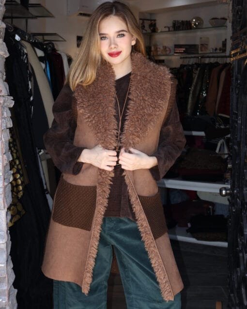 Chaleco faux fur cafe