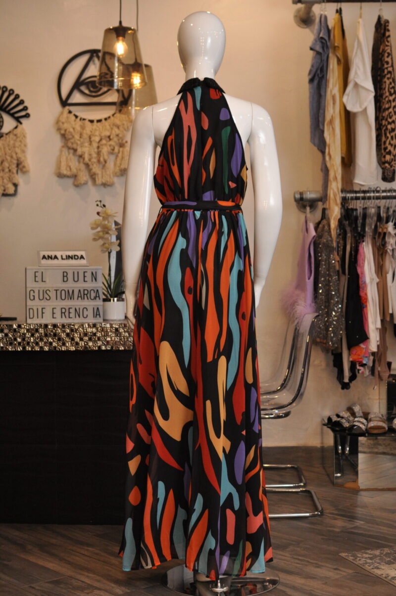 Vestido largo negro con estampado - Image 4