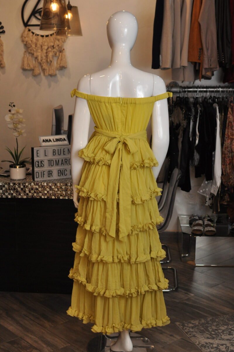 Vestido largo con olanes amarillo - Image 5