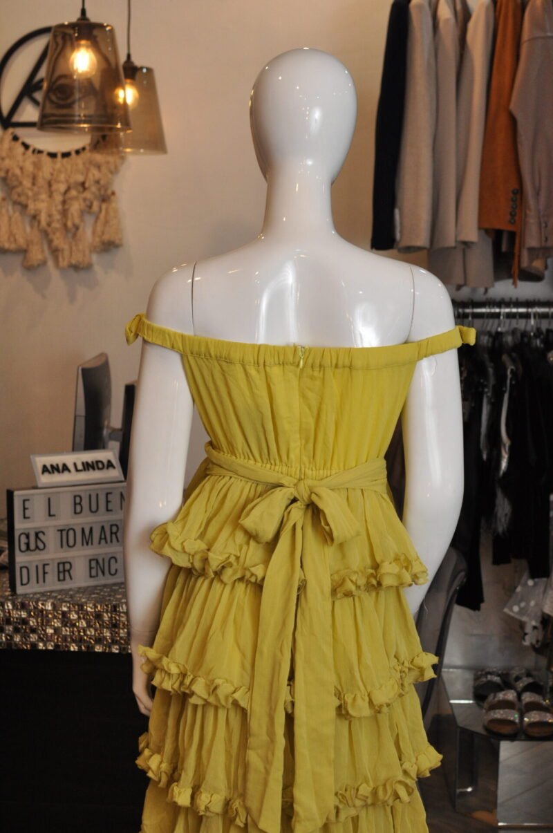 Vestido largo con olanes amarillo - Image 4