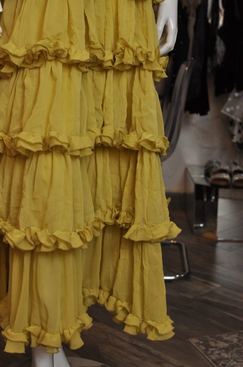 Vestido largo con olanes amarillo - Image 3