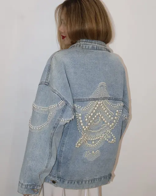 Chamarra de mezclilla con perlas – Ana Lindas Boutique