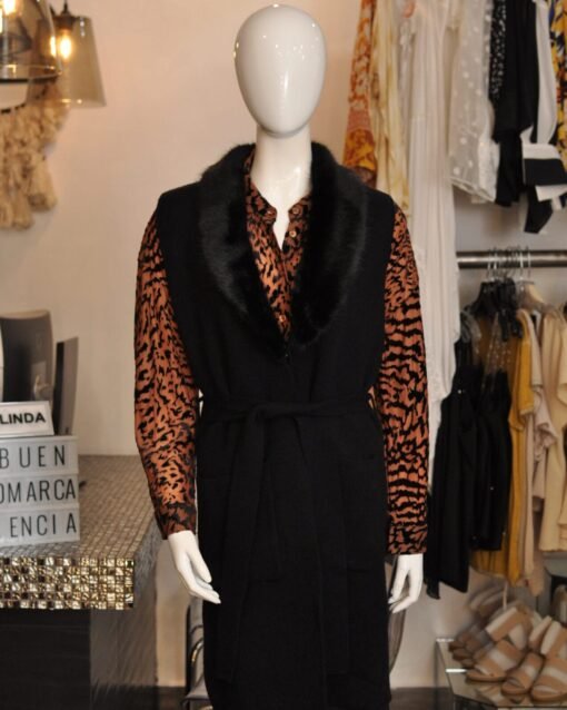 Chaleco largo con faux fur en cuello