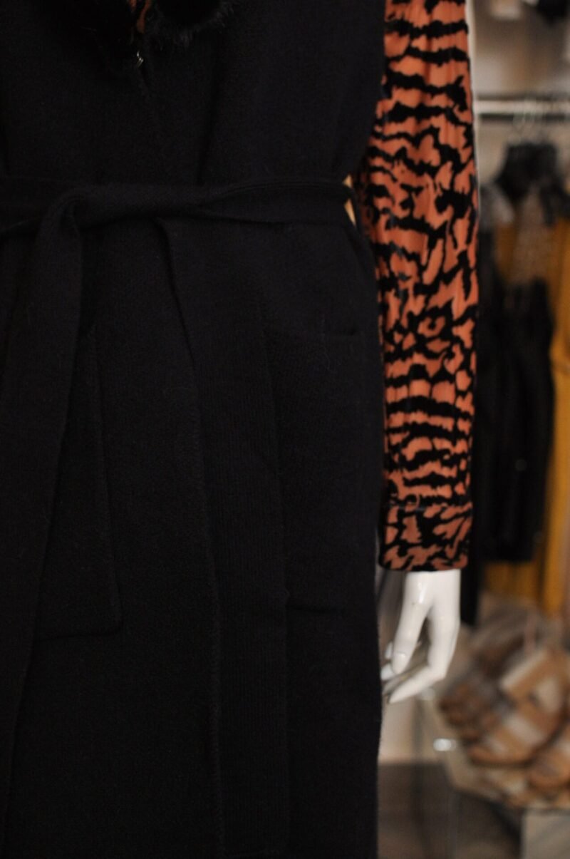 Chaleco largo con faux fur en cuello - Image 3