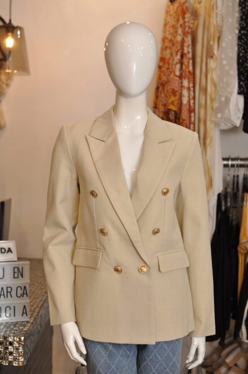 Saco botones dorados beige tipo lino