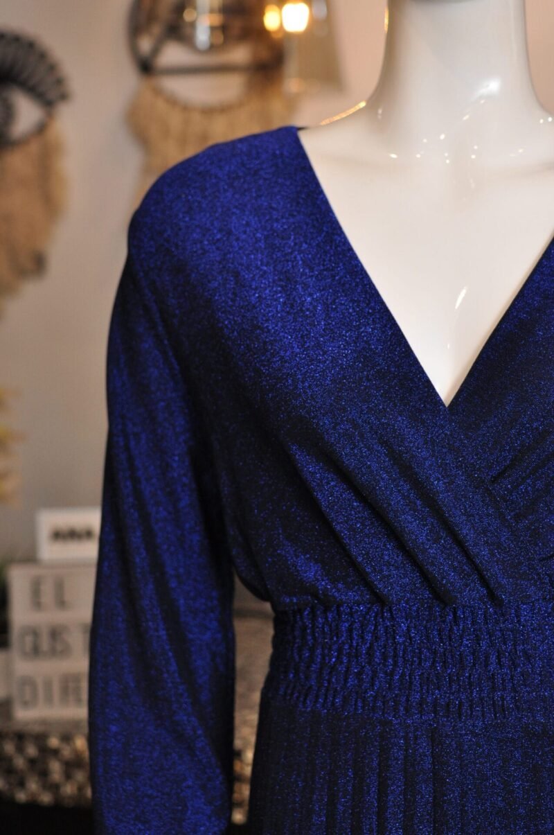 Vestido azul de brillos manga larga - Image 2