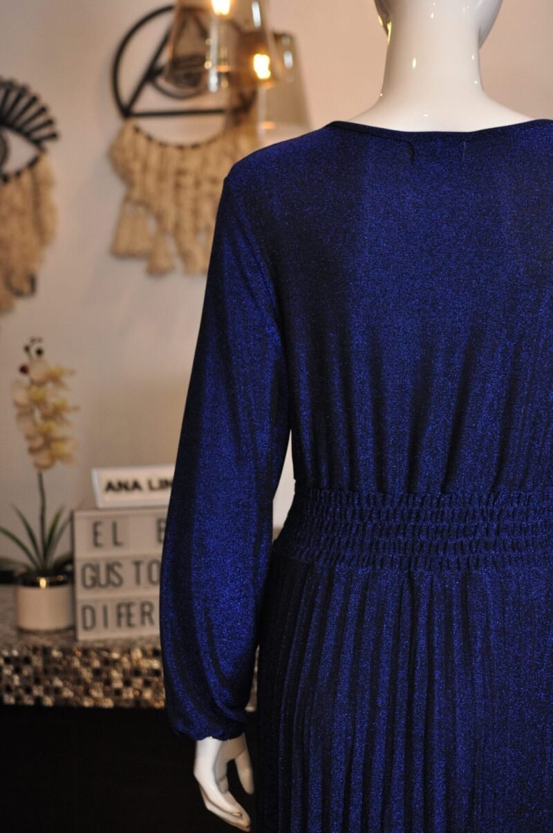 Vestido azul de brillos manga larga - Image 4