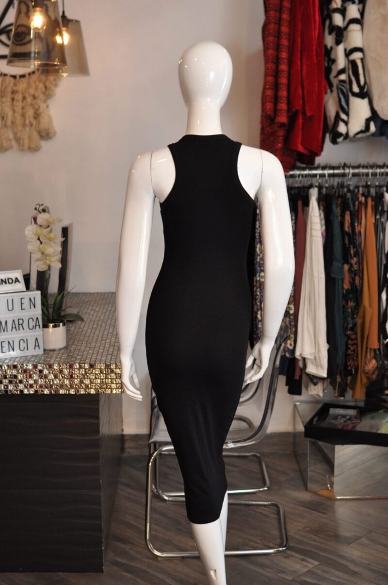Vestido midi liso negro - Image 3