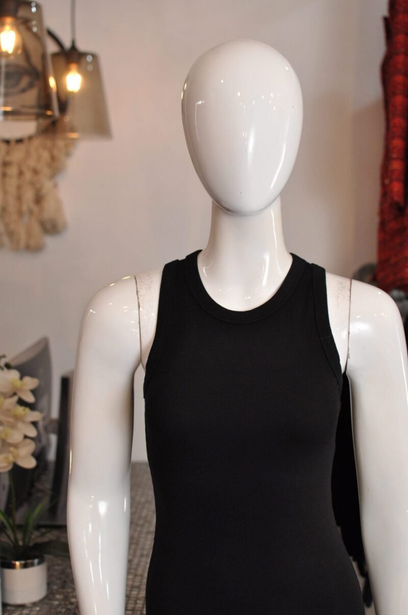 Vestido midi liso negro - Image 2