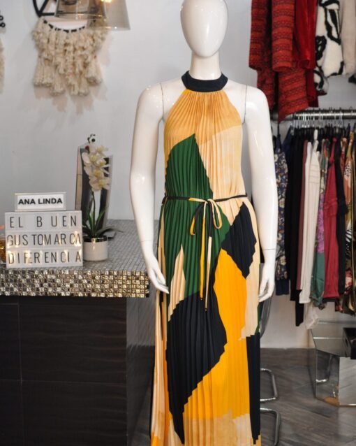 Vestido media pierna halter estampado