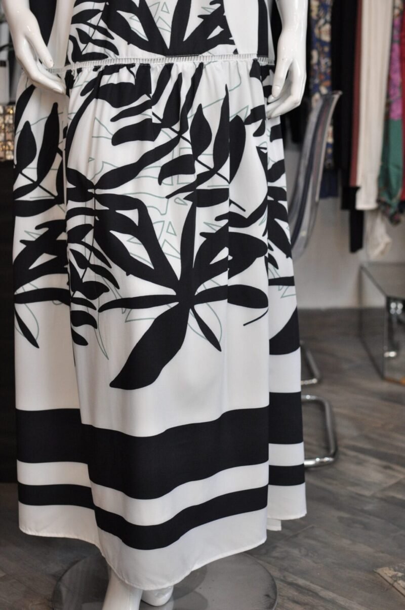 Vestido largo estampado rayas blanco con negro - Image 3