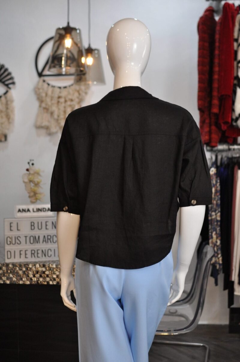 Camisa corta lino negra - Image 3