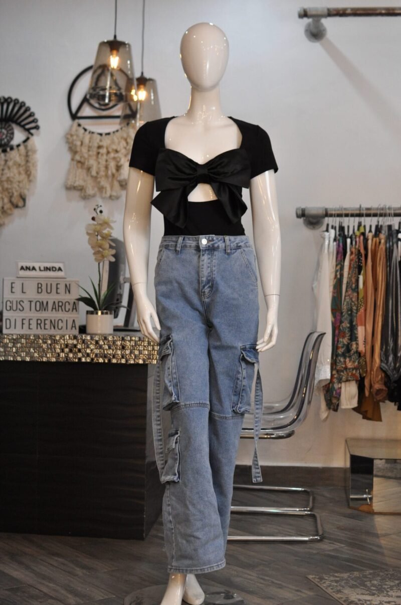 Pantalon cargo de mezclilla