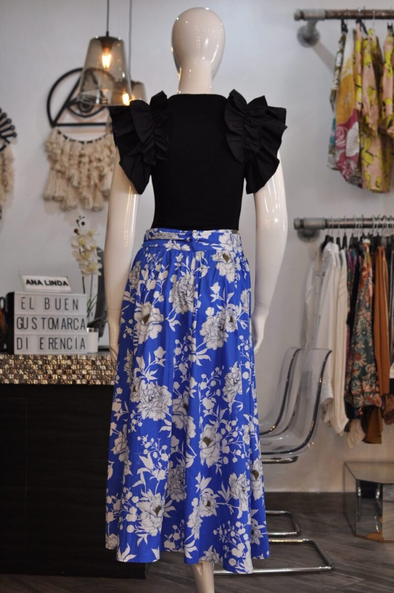 Falda azul con flores - Image 4