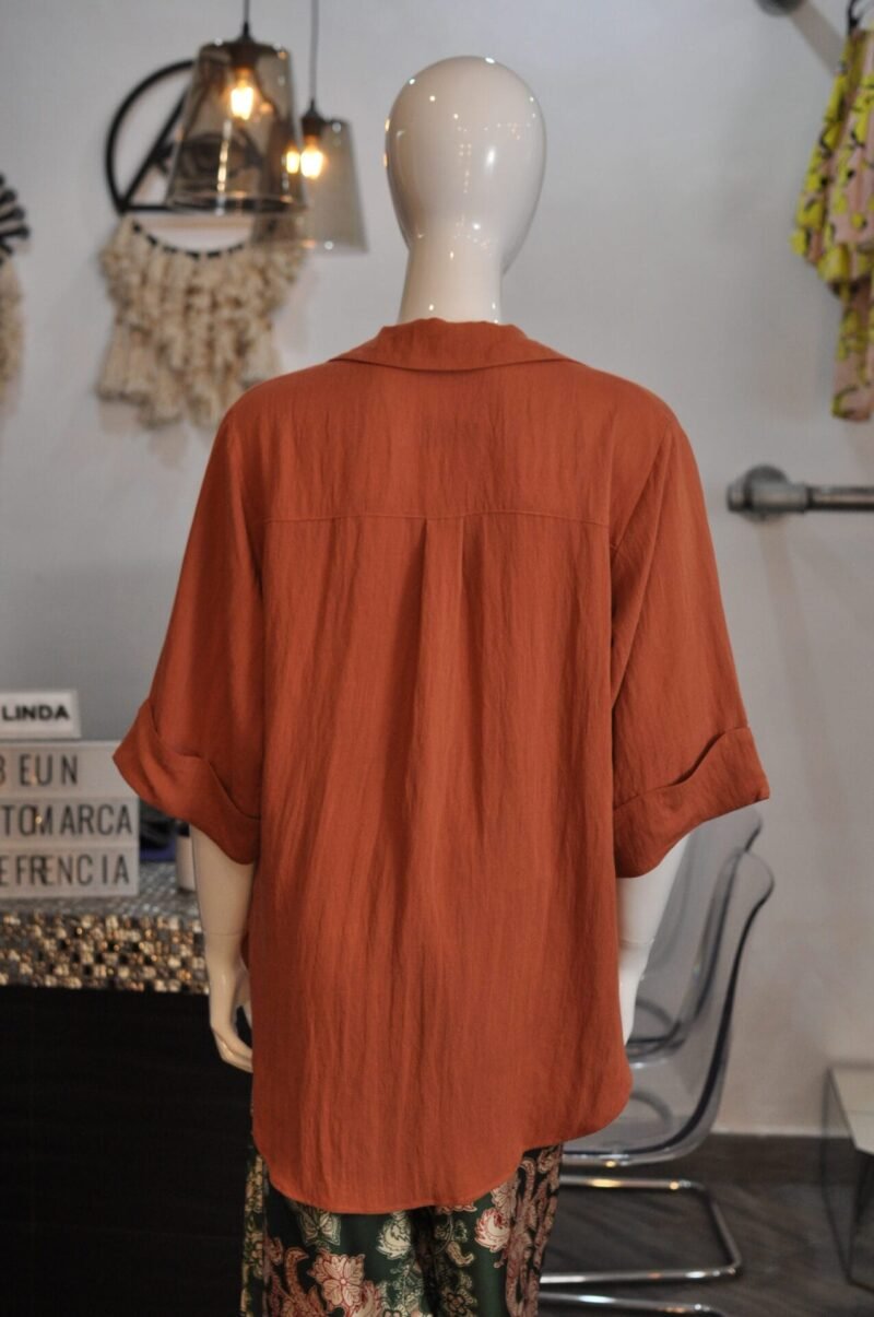 Blusa tipo lino suelta terracota - Image 5