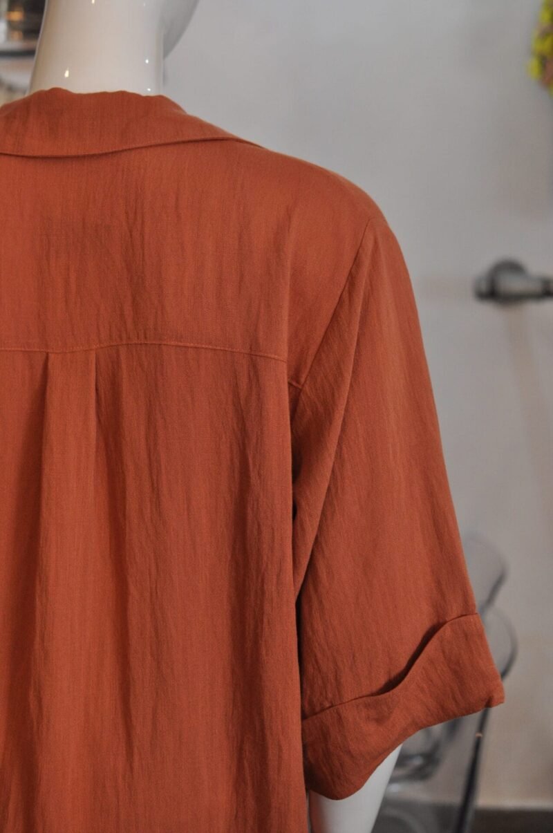 Blusa tipo lino suelta terracota - Image 4