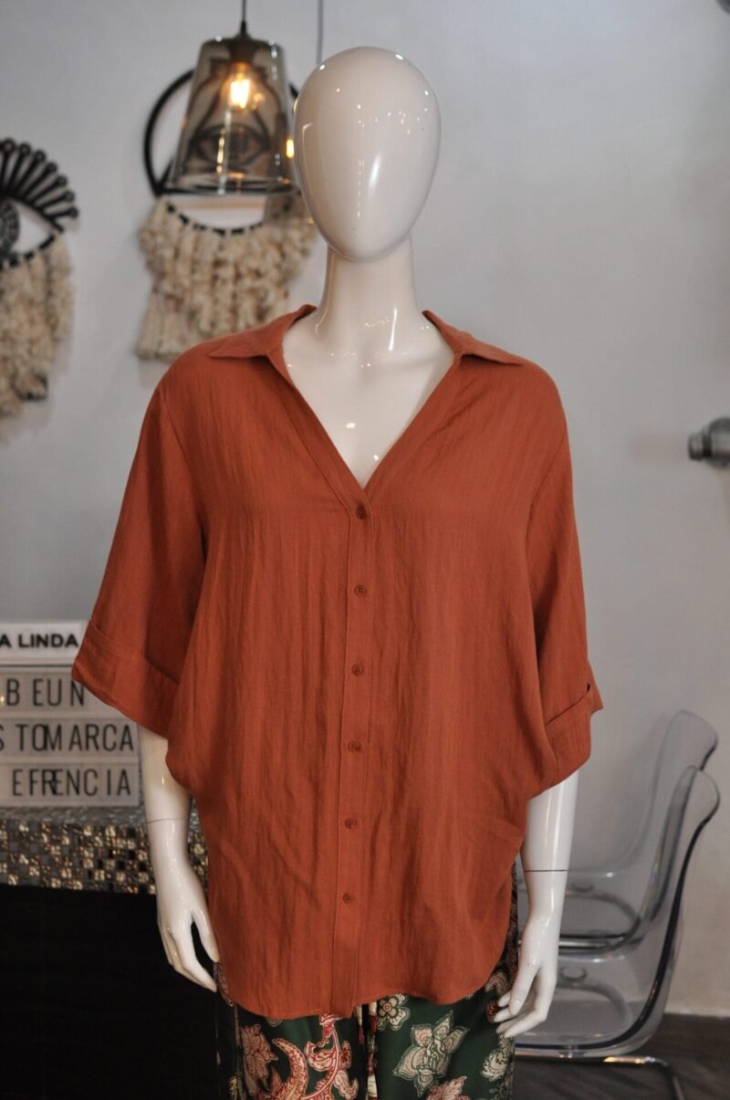 Blusa tipo lino suelta terracota