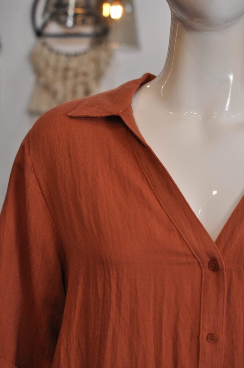 Blusa tipo lino suelta terracota - Image 2