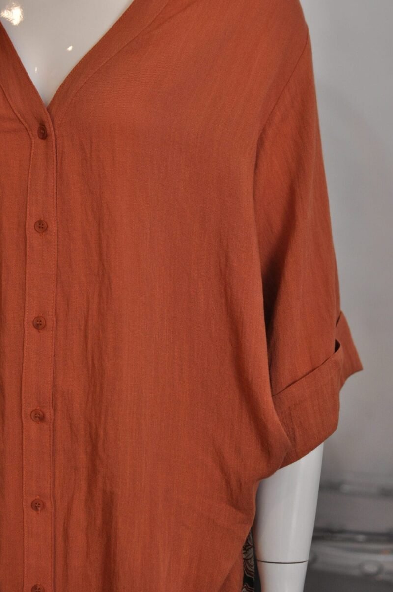 Blusa tipo lino suelta terracota - Image 3