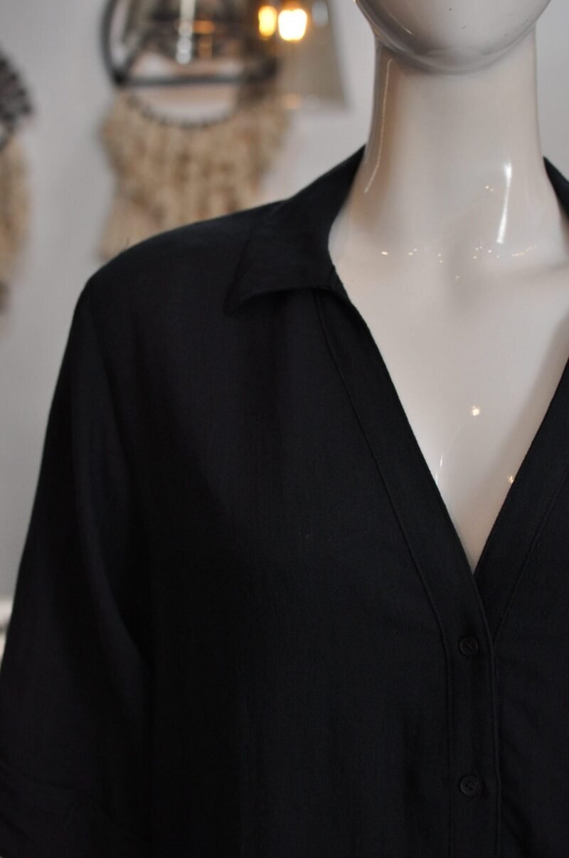 Blusa tipo lino suelta azul - Image 2
