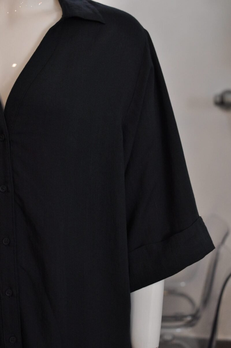 Blusa tipo lino suelta azul - Image 3