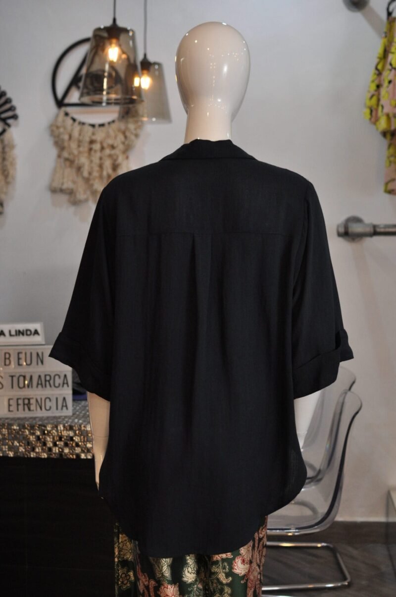 Blusa tipo lino suelta azul - Image 5