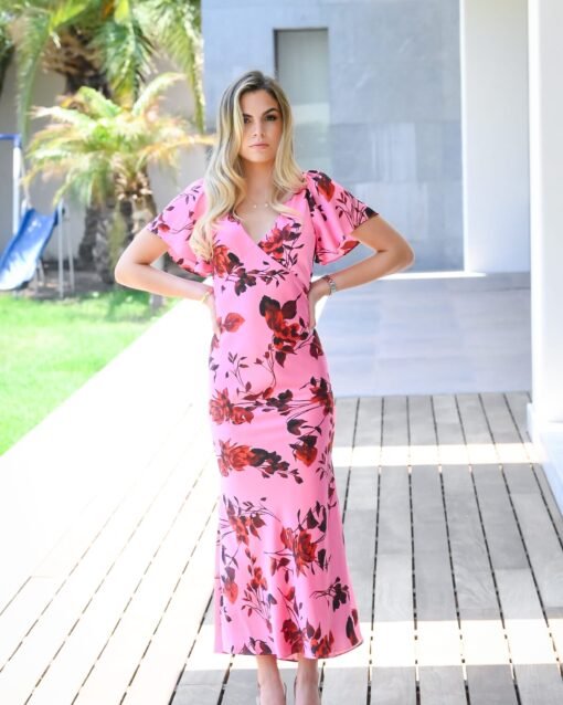 Vestido rosa con estampado