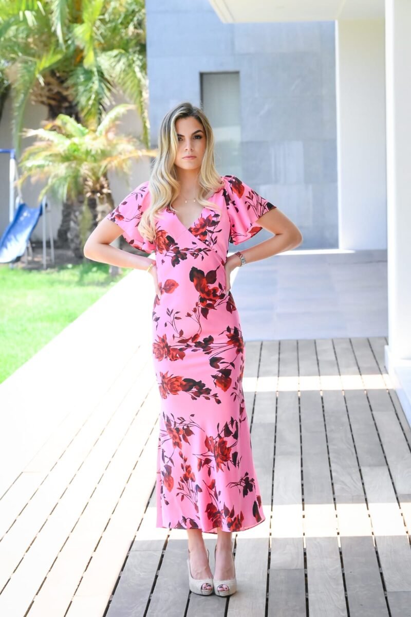 Vestido rosa con estampado