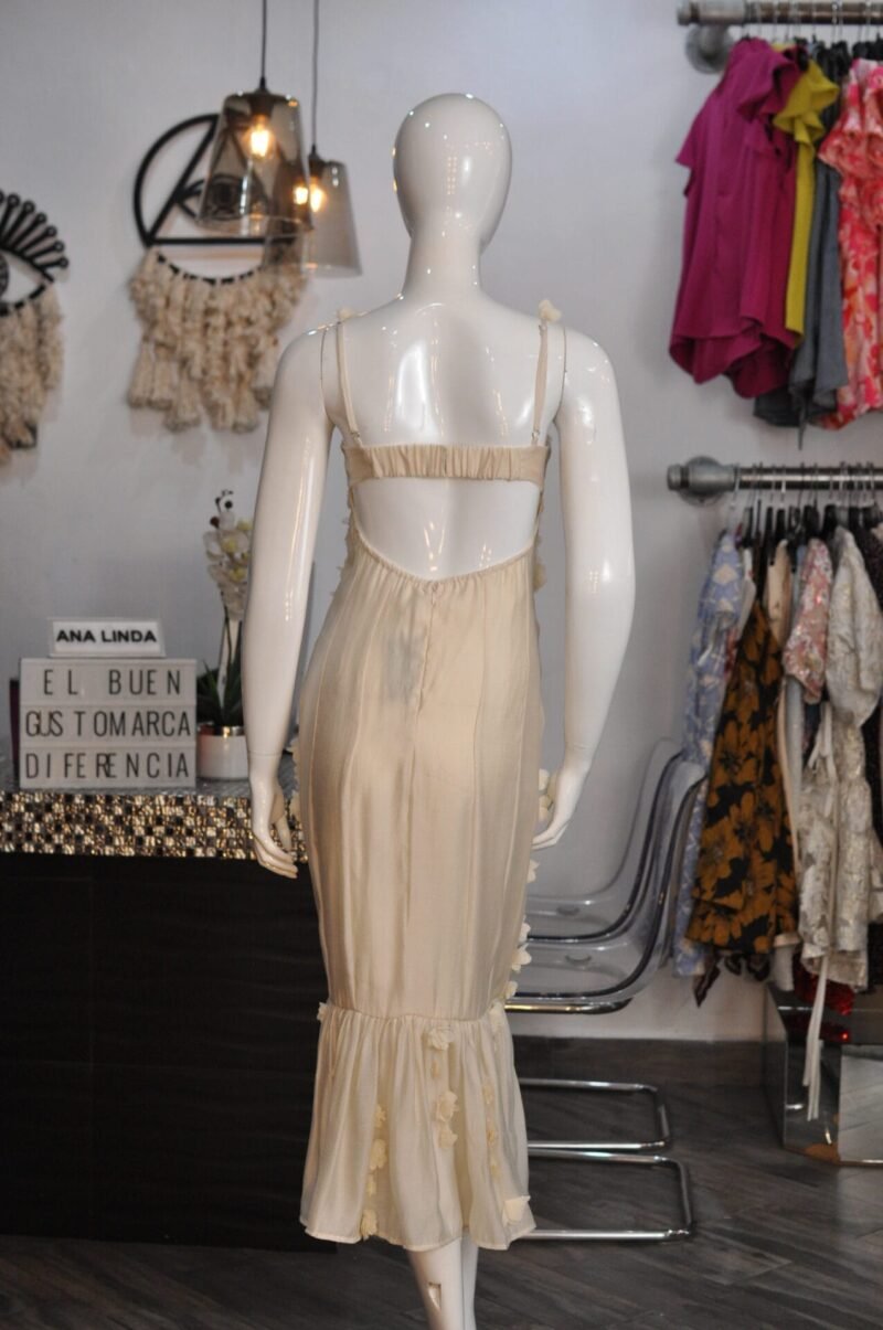 Vestido beige con flores - Image 5