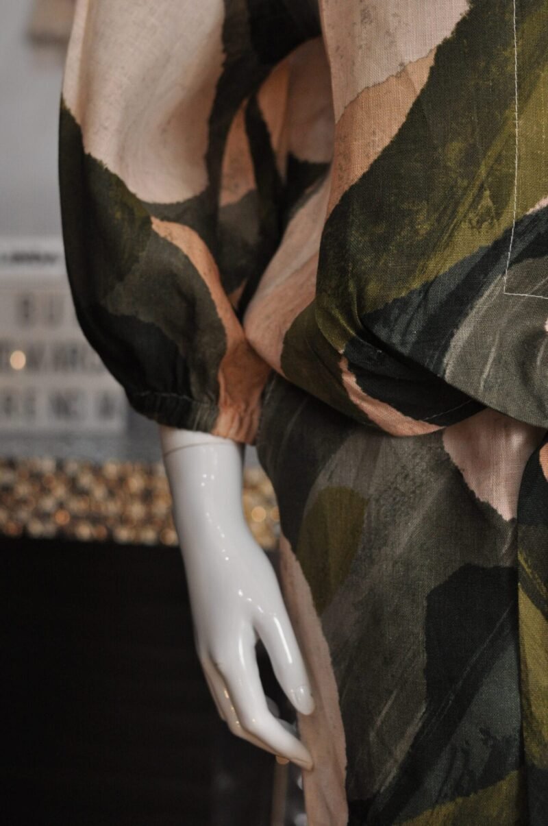 Blusa lino estampada verde - Image 2