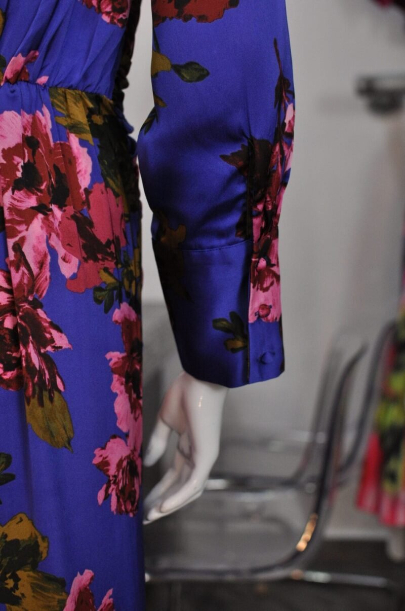 Vestido manga larga azul estampado flores - Image 2