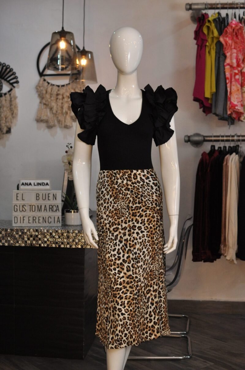 Falda midi animal print