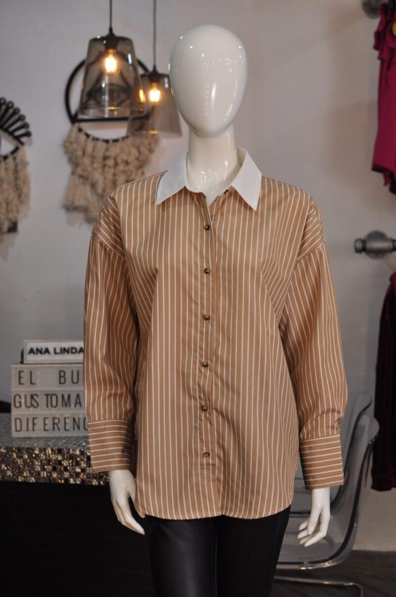 Camisa rayas café claro