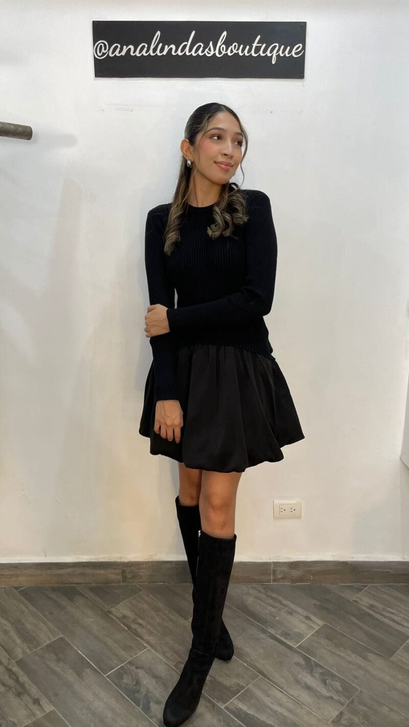 Vestido globo negro