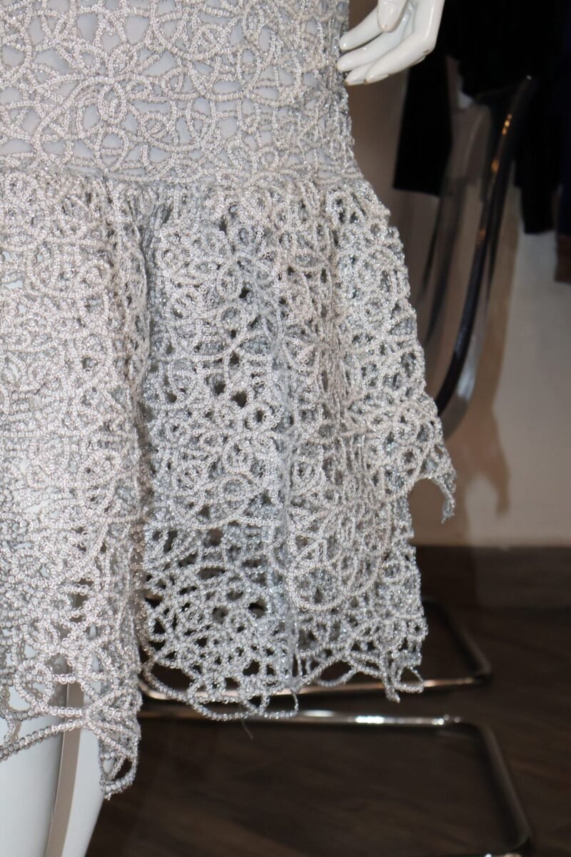 Vestido midi bordado plateado - Image 2