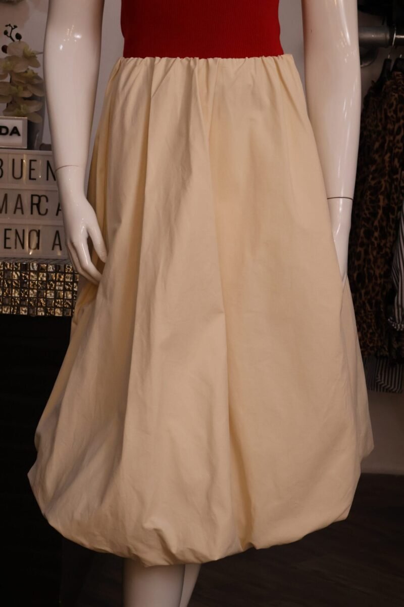 Falda globo midi beige - Image 3