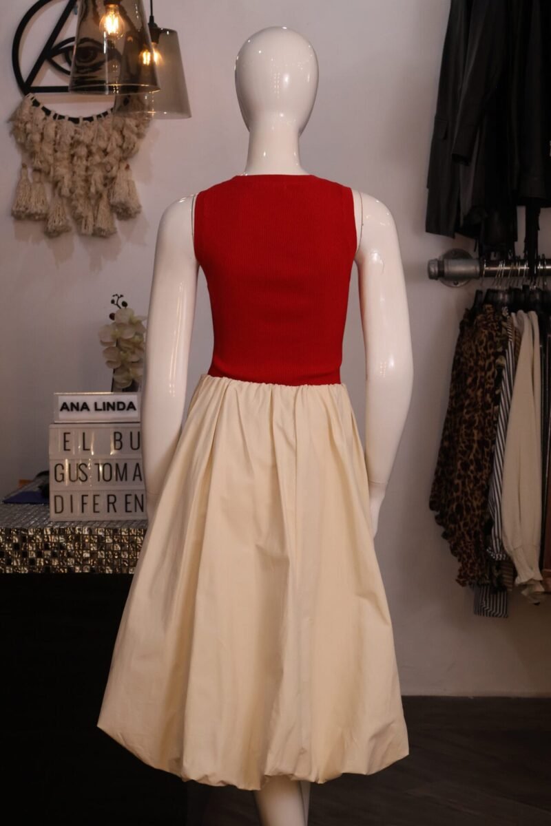 Falda globo midi beige - Image 4