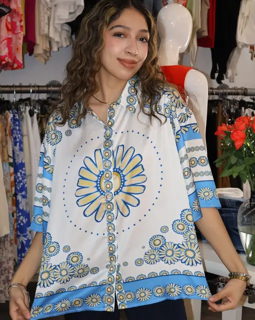 Blusa estampada azul