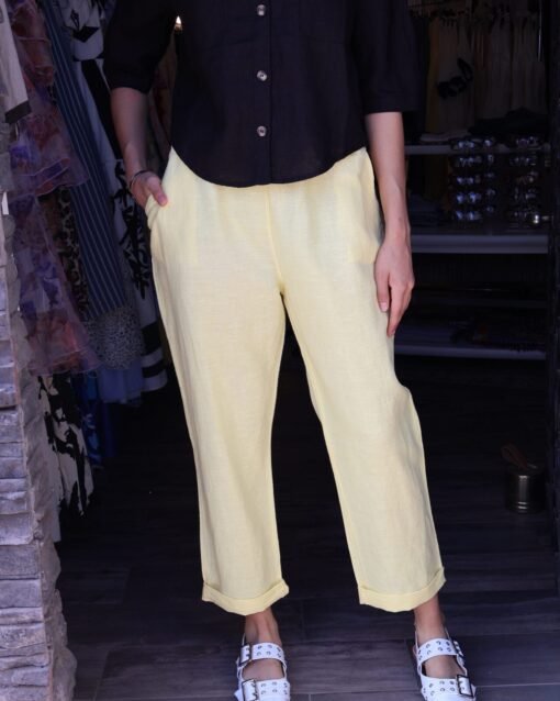 Pantalón lino amarillo