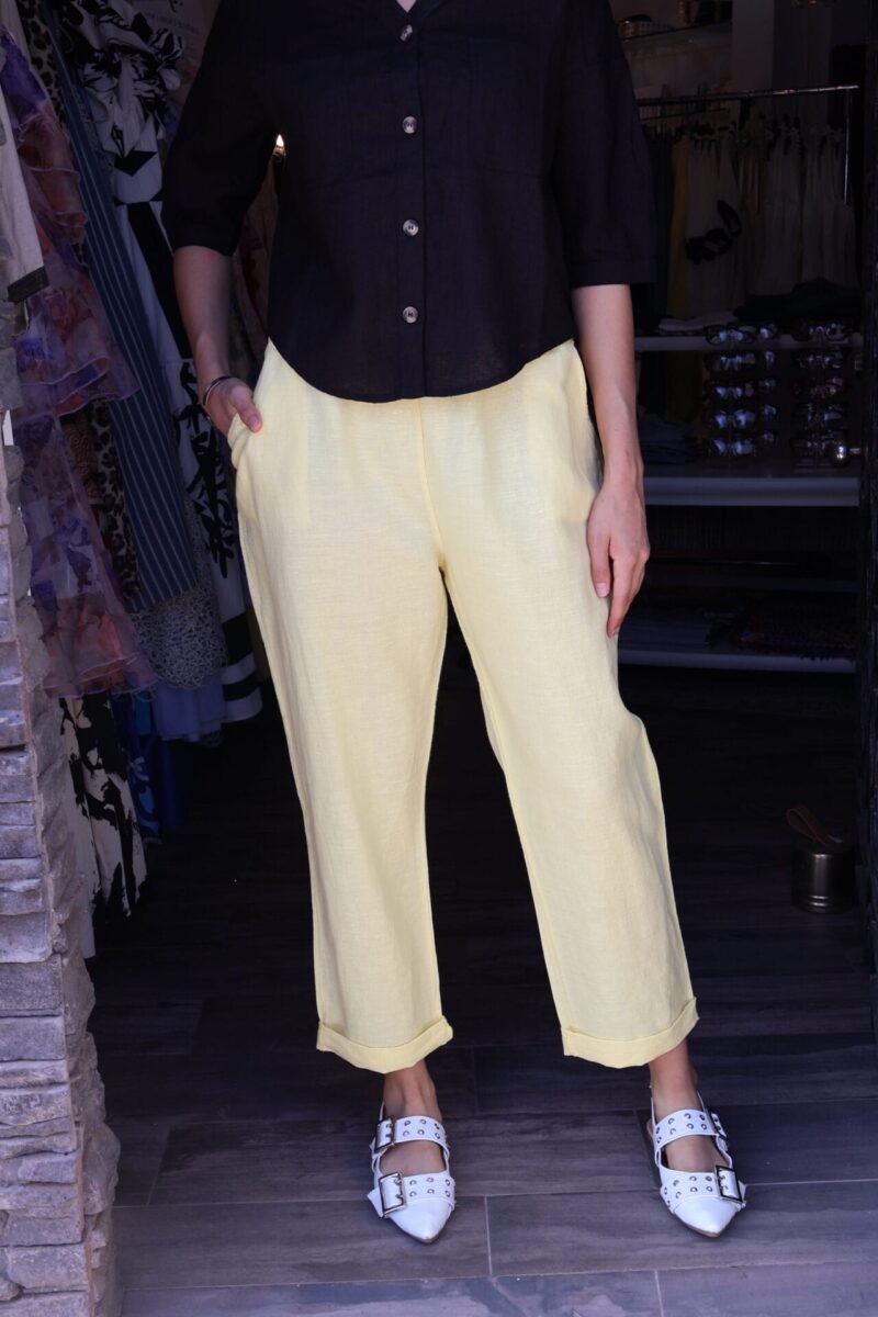 Pantalón lino amarillo