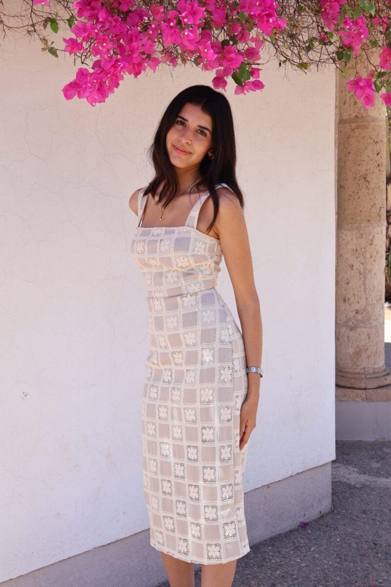 Vestido midi con detalles nude - Image 2