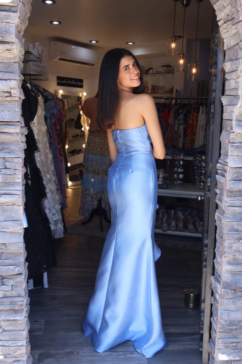 Vestido strapless azul - Image 4