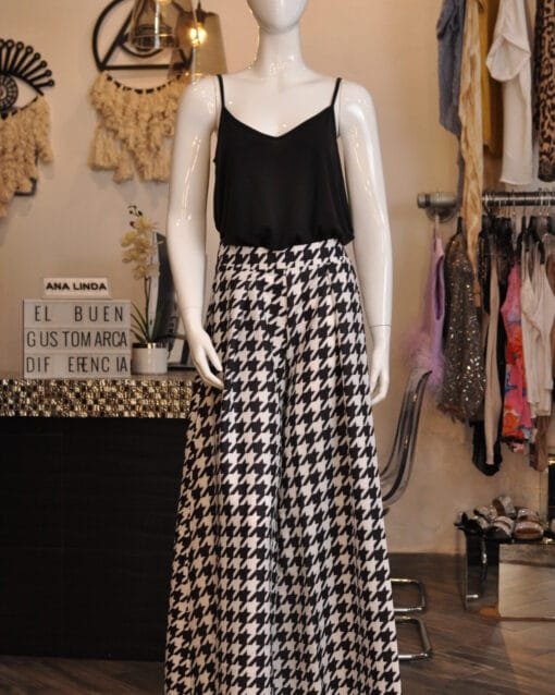 Pantalón estampado blanco con negro