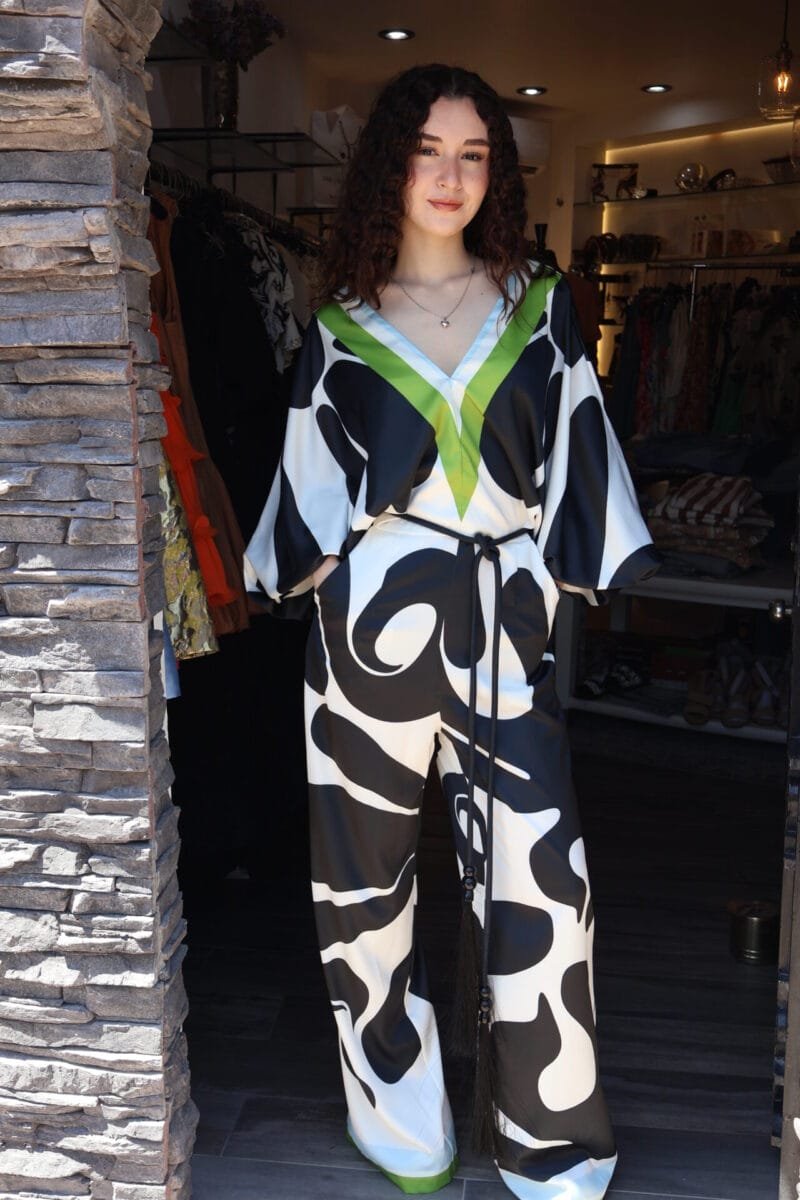 Jumpsuit manga larga estampado