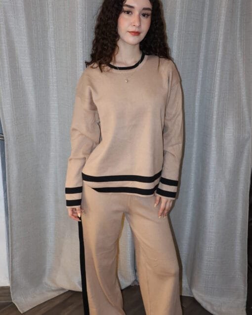 Set pants café claro con negro